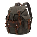 2023 Vintage Large-Capacity Genuine Leather Rucksack Waterproof Hipster Drawstring Waxed Canvas Backpack Durable Polyester