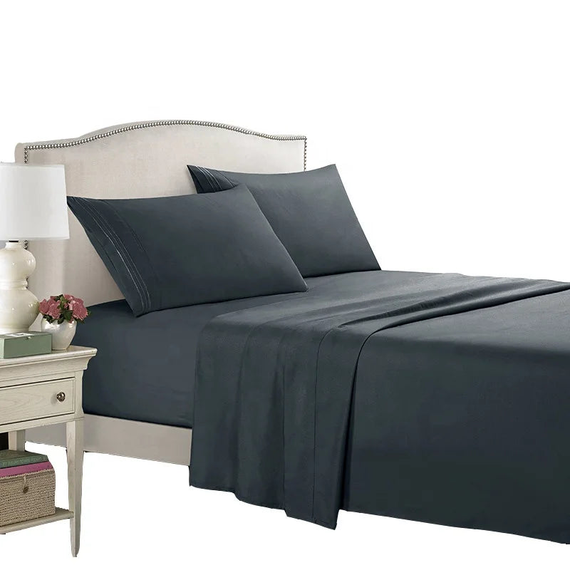 Luxury Black Pillow Cover Bedding Set 100% Polyester Sheet king Size Pillowcase Sets Wholesaler