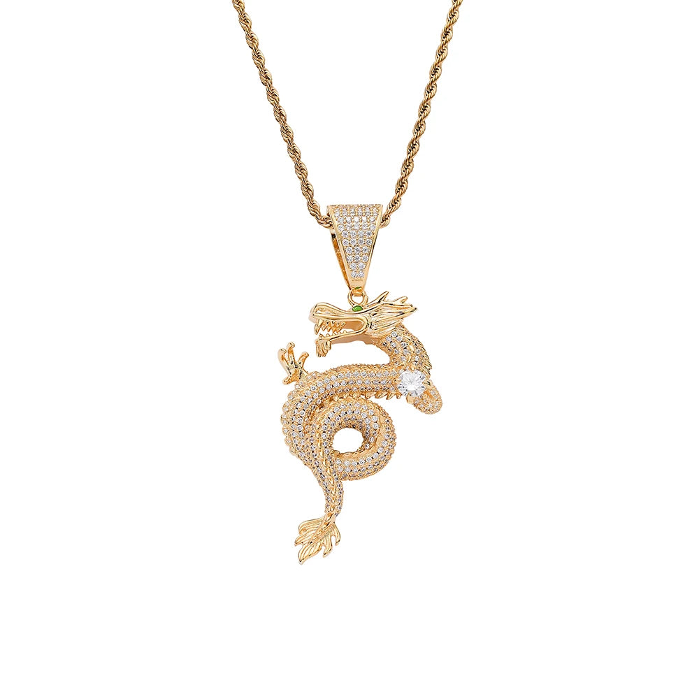 CN248 Brass Zircon  Pendant Iced Out Cubic Zircon Necklace Hip Hop Gift Jewelry Bling Bling