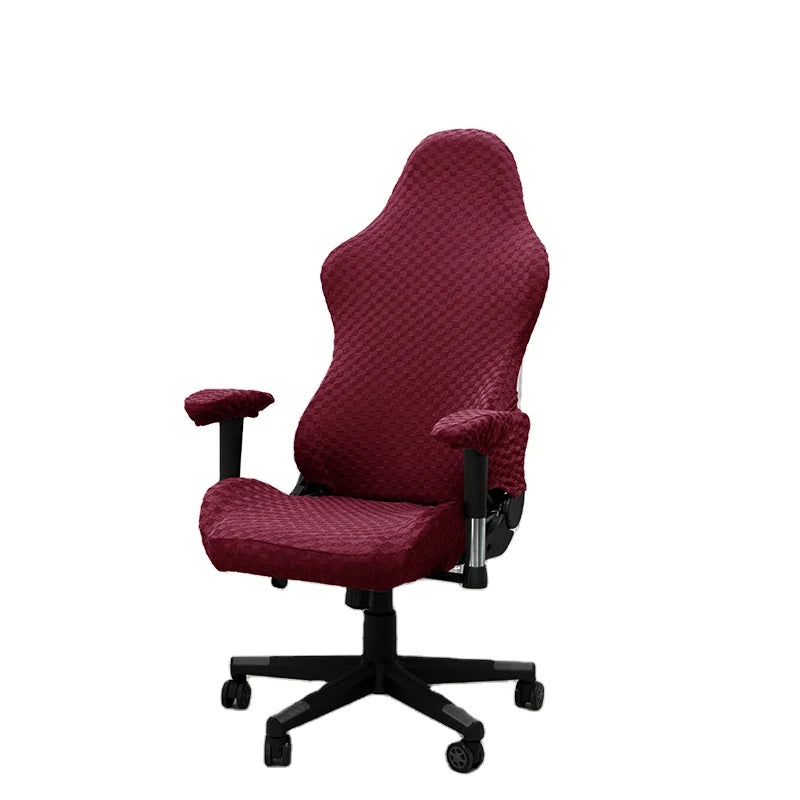 Plain Dyed Custom Welcome Soft Touch Game Chair Fitted Cover Solid Small Plaid Design Fitted E-sports Chair Cover