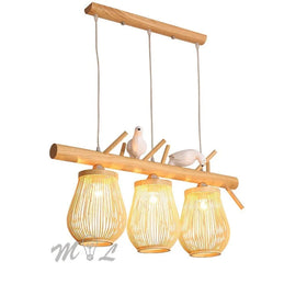 Modern Bird Light Pendant Lights Wood Lamp Bamboo Cage Hanging Lamps for Living Room Kitchen Fixtures Home Deco Suspension Lamp