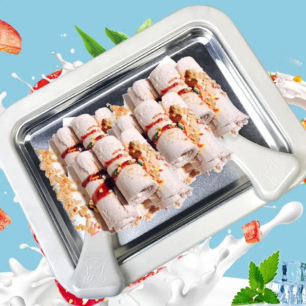 150ml Food Grade Stainless Steel Cute Fried Yogurt Machine Fried Ice Tray with 2 Spatulas Rolled Ice Cream Maker