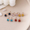 High Grade Gold Plated Zircon Stud Earrings Popular Stainless Steel Jewelry with Personality for Women and Girls Gift