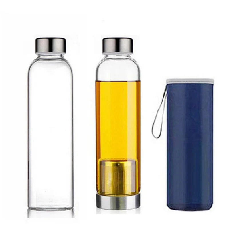 Hot Selling Water Bottle With Tea Infuser Portable Tea Glass Bottle With Sleeve New Product Ideas 2025