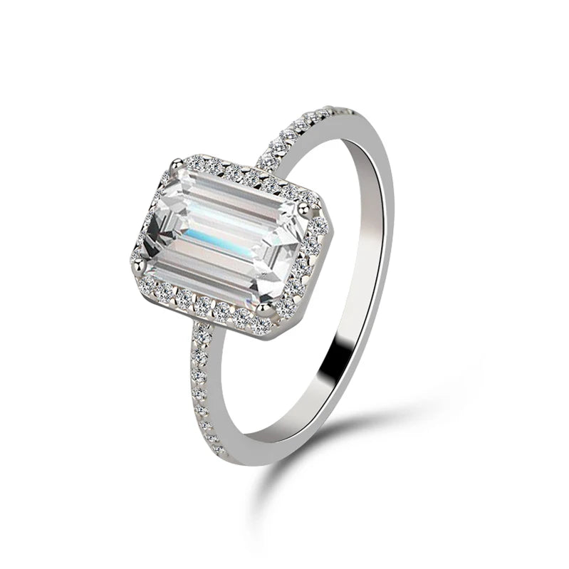 Hot Sale Silver Jewelry Women's  Engagement Ring 925 Sterling Silver Anniversary CZ Sterling Silver Ring