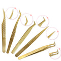 Custom Logo Professional Gold Silver Blue Eyelash Extension Tweezers Diamond Grip