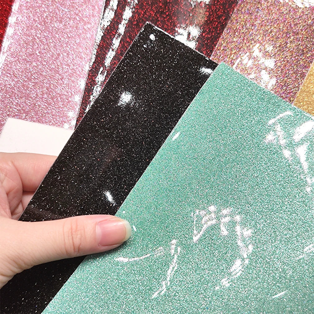 Patent Glitter Sequins Faux Leather Fabric Sheets Pu Leather Synthetic Leather for Shoes Diy Crafts Hair Bows