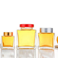 Empty Square 100ml 180ml 280ml 360ml Transparent Glass Jars with Twist-off Lids for Honey