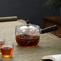 2023 New High  Borosilicate Glass Tea Pot With Removable Infuser and Wooden Handle