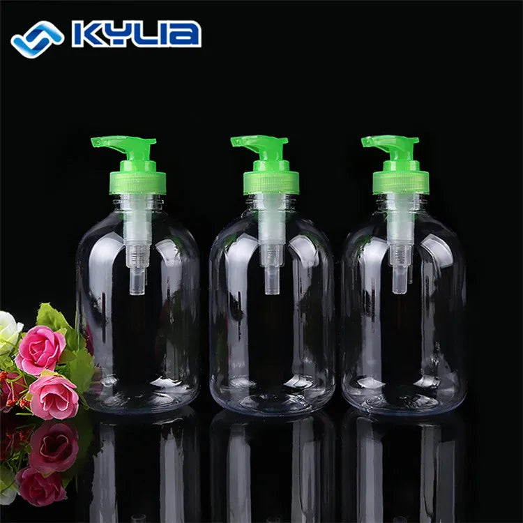 Green Clear Pump Shampoo Shower Gel Hand Sanitizer Empty Plastic PET 500ml Pump Bottle With Lotion Pump