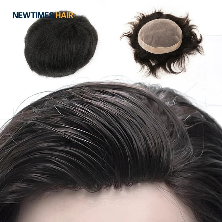 New Style Large Stock Durable Fine Mono Hair Prosthesis Men Toupee for Men 100% Indian Human Hair