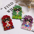 Autumn New Fashion Cartoon Acrylic Girl Portrait Brooch Pin Temperament Trend Casual Party Women's Jewelry Accessories
