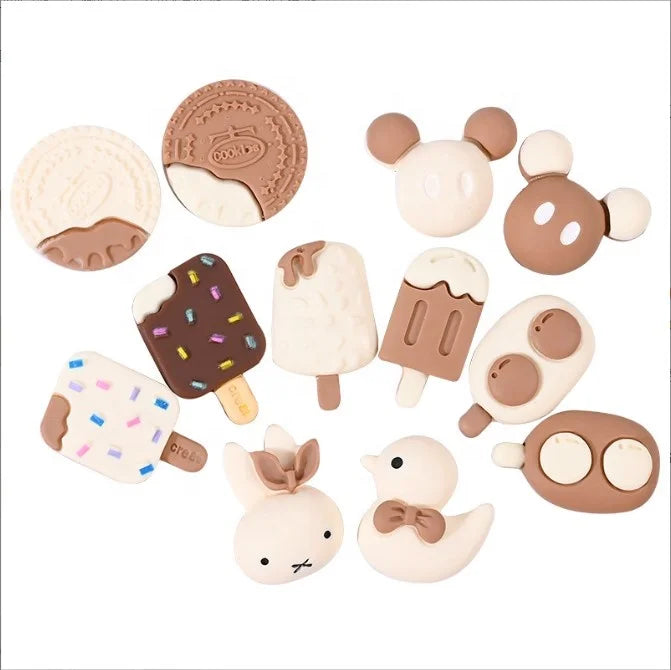 Kawaii Cute Resin Ice Cream Biscuit Charm Acrylic Plastic Lucite Beads for Bake Art Supply Decoration