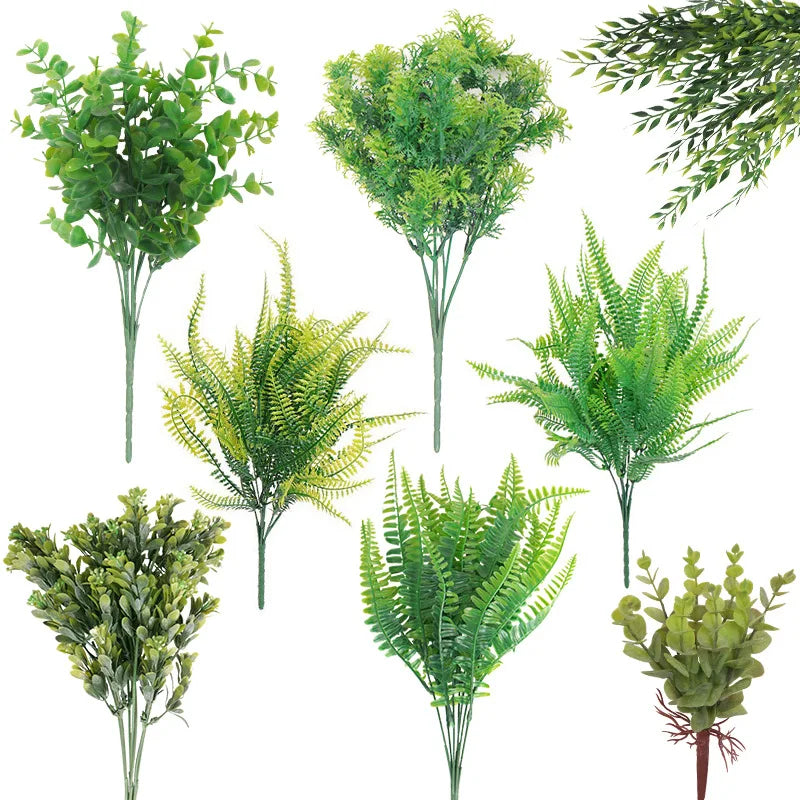 E-213 Home Wedding Event Wall Decoration Green Plant Wall Attachment Grennery Fern Leaves Artificial Green Leaf Branch for Decor