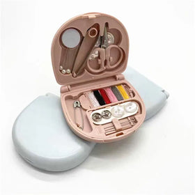 Wholesale Price Travelling Plastic Box Sewing Kit Set With Portable Mini Sewing Machine