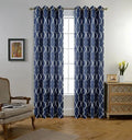 Moroccan Floral Embroidered Modern Faux Linen Grommet Window Panels Semi-Sheer Curtains with Rope Format