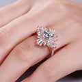 Wedding Engagement 925 Sterling Silver Rose Gold Plated Vintage Round Cut Diamond Cubic Zircon Ring