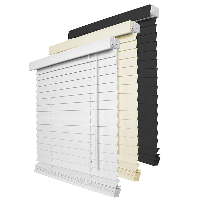 2inch Faux Wood Blinds Cordless Control Using Remote Control Motorized Wooden Blinds for Office
