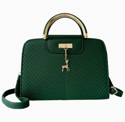 Women's Fashionable Square PU Handbag Solid Color Crossbody Single Shoulder Bag Well-designed Durable Lightweight Zipper Closure