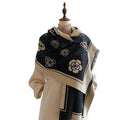 Classic Hot-selling Camellia Cashmere Scarf Thickened Warm Scarf Outer Shawl Style Autumn Winter All-match