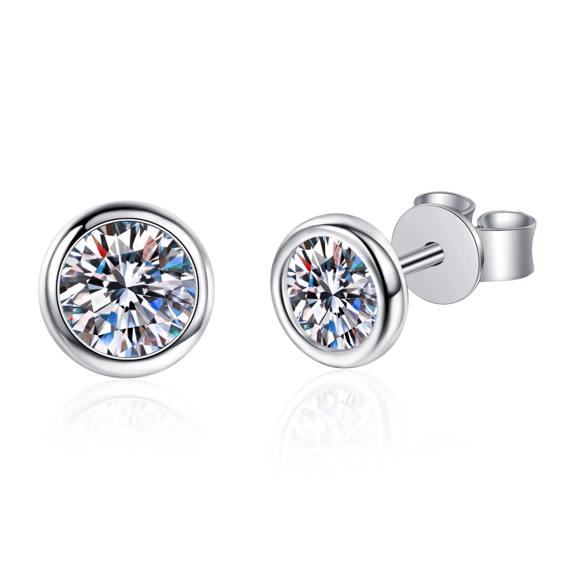 JOYFFO Women's 925 Sterling Silver Trendy Heart Circle Cubic Zirconia Earrings Studs Wedding Jewelry