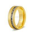 POYA Jewelry Fashion Wholesale Gold Tungsten Ring 4mm 6mm 8mm Mens Womens Brushed Flat Crushed Gibeon Meteorite Wedding Bands
