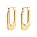 ARCHER Light Luxury Deluxe Stainless Steel Earrings Trend Square Titanium Steel Earrings Striped Gold Earrings for Women