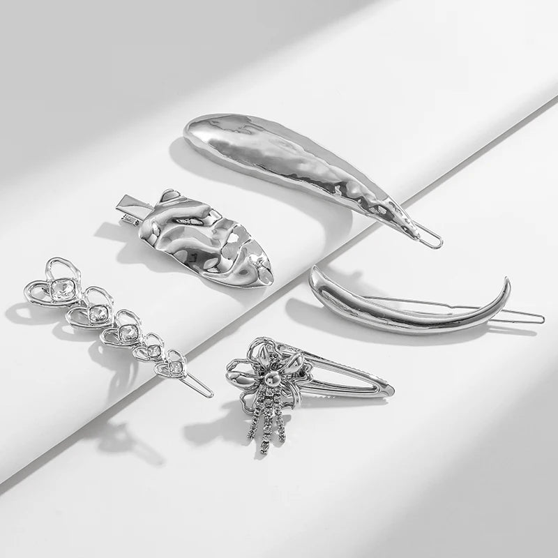 New 2023 Original Design Women Girls Accessory Melting Silver Metal Hair Clip Curl Stylish Metal Hair Pins Clip for Hair