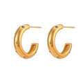 Classical Shining Star Shape Zircon Hoop Earring Stainless Steel Cz Hoop Earrings Fashion Jewelry Earrings
