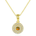 Fine Jewelry 925 Sterling Silver 18k Gold Plated Natural Round Opal Round Disc Pendant Necklace for Women Girls