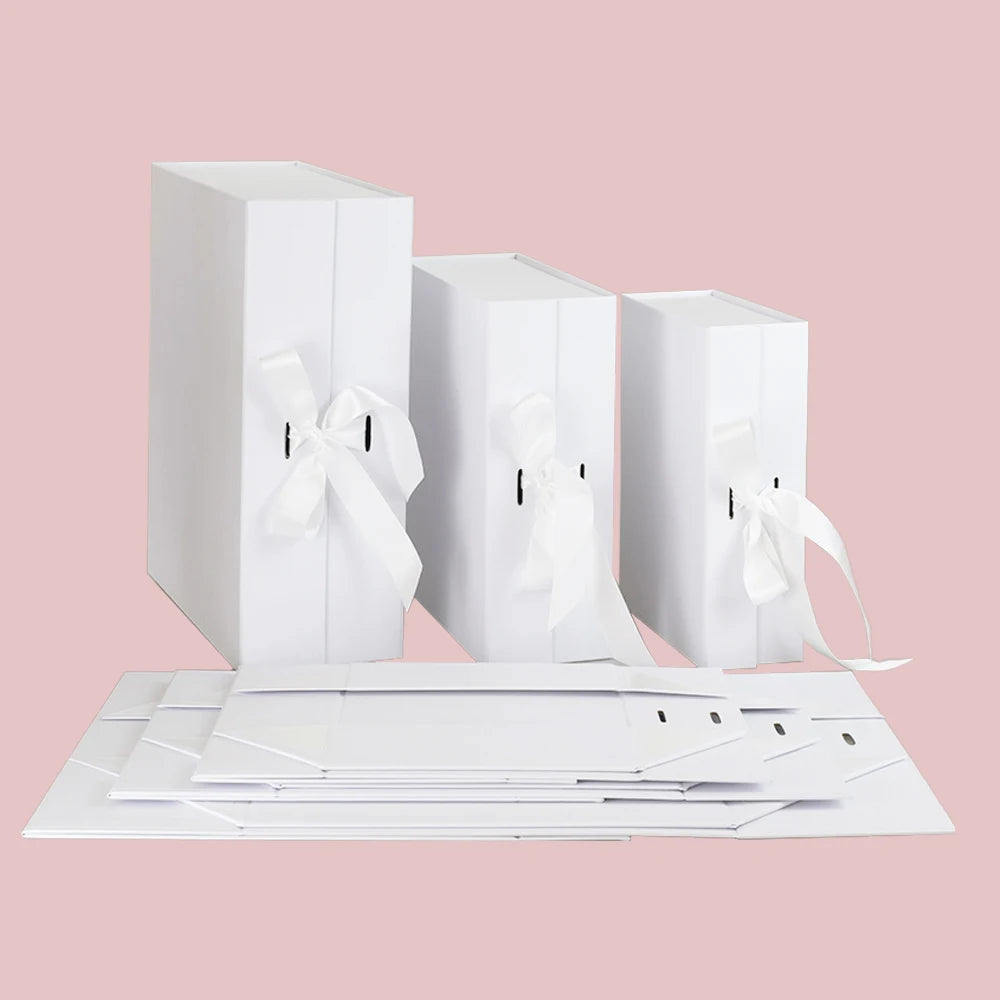 Custom Quality Make Brand High-End Waterproof Rigid Large Magnetic Gift Box with Ribbon Closure