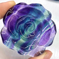 5-5.5cm Rainbow Fluorite Rose Figurine Natural Crystal Healing Stones Carved Crafts for Gifts