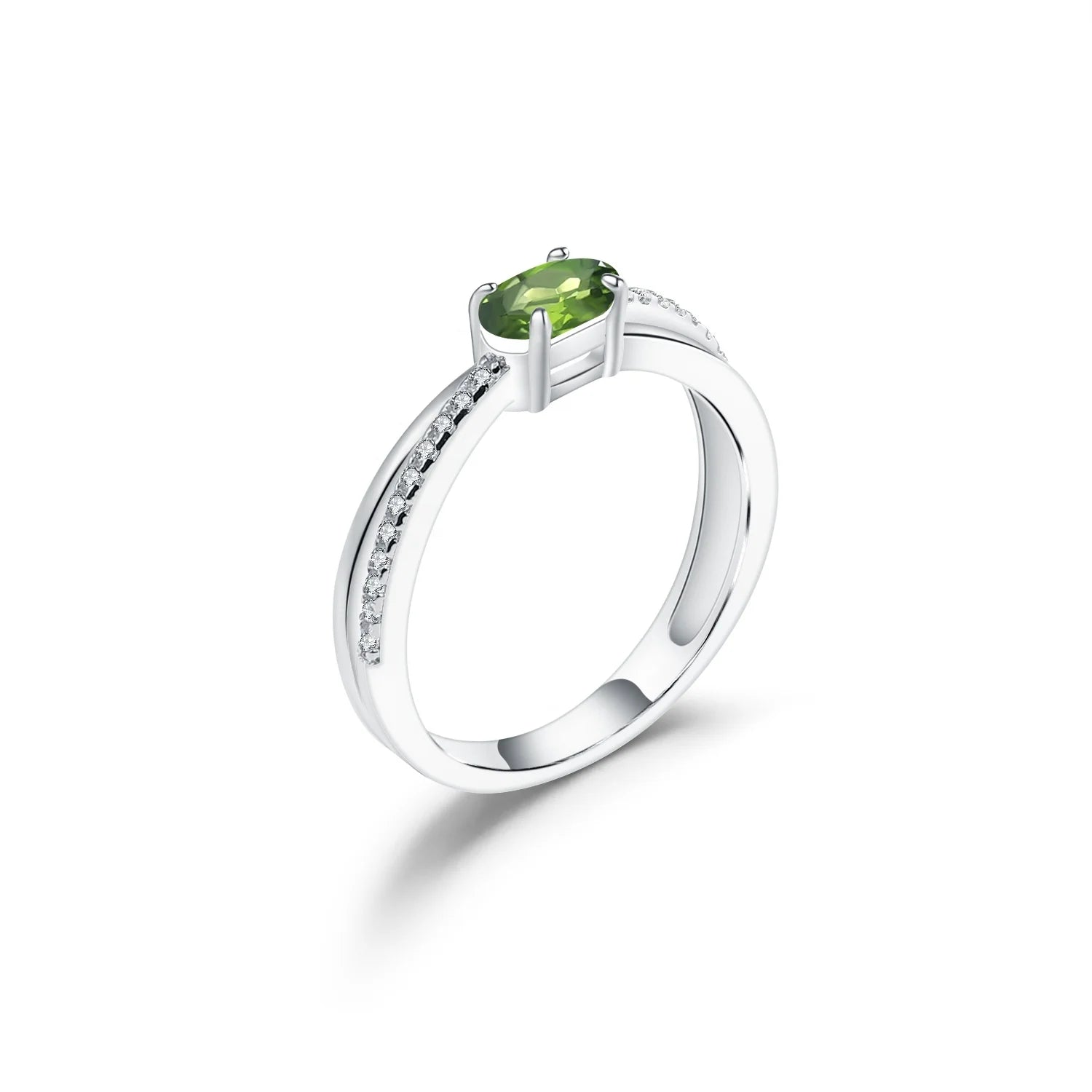 W0334 Abiding Jewelry Oval Natural Gemstone Chrome Diopside Ring Zirconia 925 Sterling Silver Trendy Gift Wedding Ring for Women