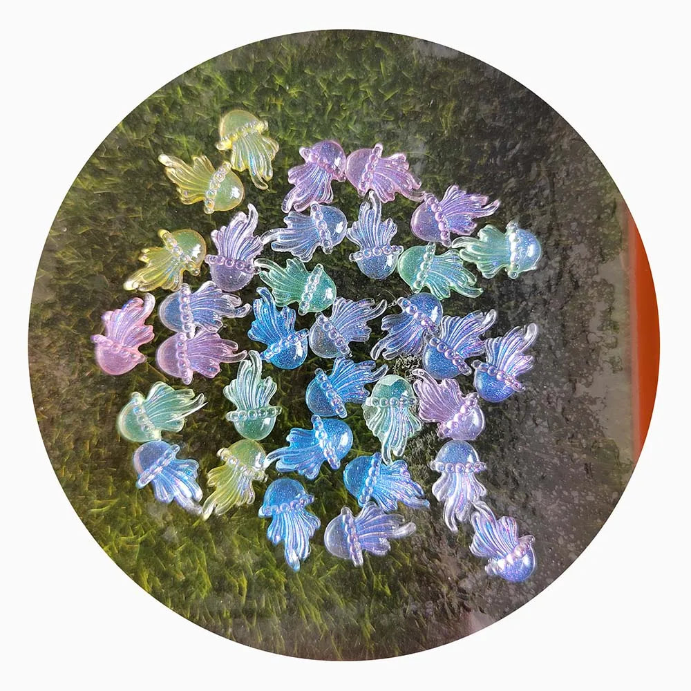Bulk 1000Pcs/Lot Colorful Mini Jellyfish Nail Art Rhinestones Gems 3D Ocean Jellyfish Summer Animals for Nail Art Decoration