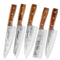 5 Pcs Handmade Forged Eco-Friendly Kitchen Knives Set 5cr15 Stainless Steel Japanese Deba Santoku Kiritsuke Chef Knife Food