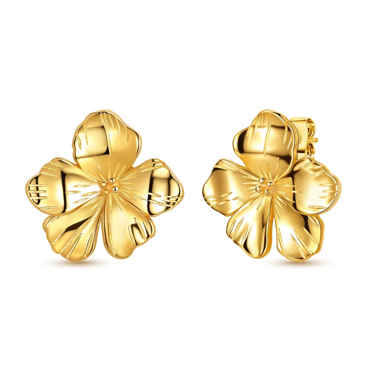 MULA Golden Series - Fashion Golden Vintage Five-Petal Flower Earrings for Engagement Anniversary Party or Gift