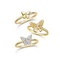 LOZRUNVE Gold Vermeil Fashion Stackable Butterfly Ring Jewelry for Women 925 Sterling Silver