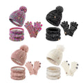 Kids Winter Beanie Hat Scarf Gloves Set for 3-8 Years Old Boys Girls Thick Warm Knitted Hat Gloves Fleece Lined Scarf Set