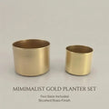 Modern Minimalist Gold Ironwork Flower Pot Desktop Succulent Planter for Home Office Decor Cylindrical Metal Plant Container