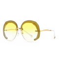 2025 Newest Style Ladies Large Round Frame Sunglasses Women Vintage Personalized Comfortable Rimless Sunglasses