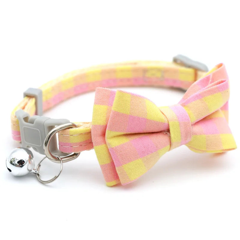 1.0cm Cat Collar Bow Removable Polyester Nylon Breakaway Cat Collar With Bell