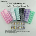 GREENKEM Clear Plastic 12 Grids Empty Storage Box  Nail Art Rhinestone Tools Jewelry Beads Display Nail Charm Storage Box