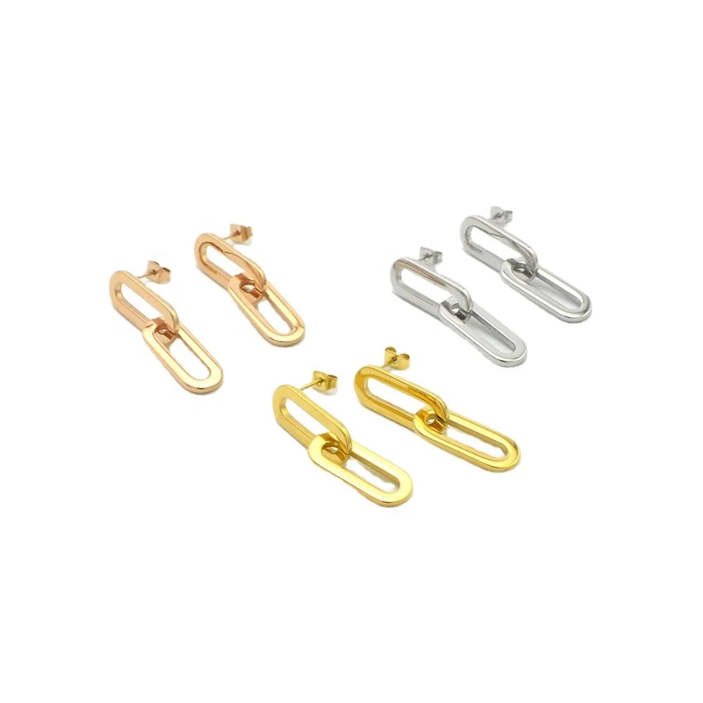 Fashion Design Stainless Steel 18k Gold Plated Earrings Vintage Silver Rose Gold Earring Prices in Pakistan