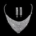 Fashion Korea European American Crystal Classic Zinc Alloy Wedding Bridal Love Necklace Earring Jewelry Sets Women Party Gift