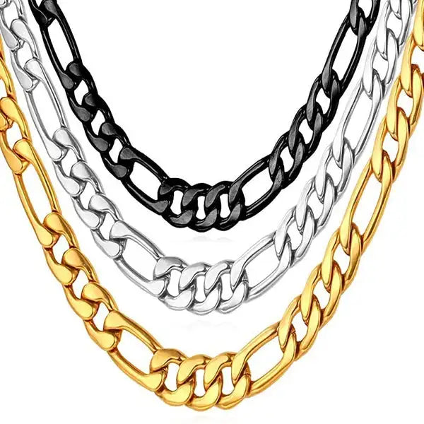 Hippyish the Latest Fad Necklace Jewelry Stainless Steel 18K Gold PVD Plated Figaro Link Chain Men NK Chain Necklace