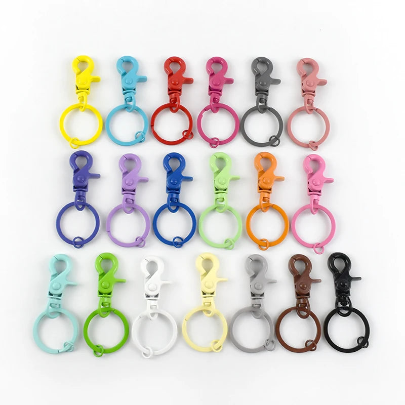 MeeTee BF362 Colorful Lobster Dog Buckle with Flat Keyring Hardware Handbag Pendant Spring Swivel Hook Buckle Bag Circle Rings