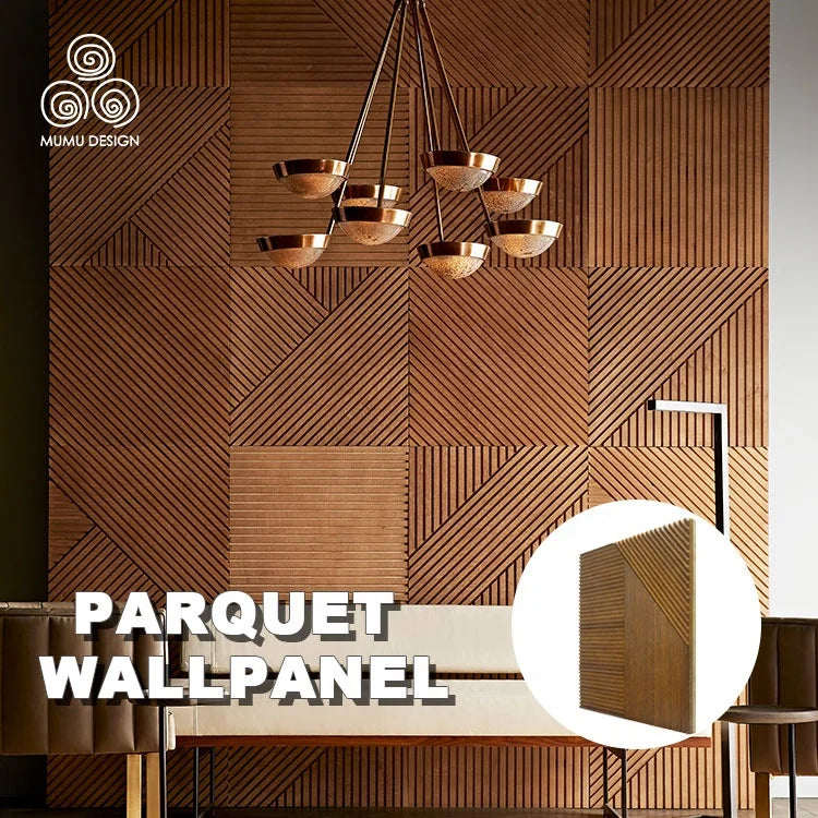 MUMU 3D High Durability Art Detail Divide Space Decorative Engraved Wave Hotel Suites  Wood Wall Panel