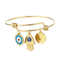 Stainless Steel Evil Eye Hand of Fatima Bracelet Personalized Push-pull Telescopic Movable Adjustable Bracelet Jewelry