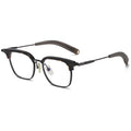 Anti-Blue Light Retro Black Square Solid Titanium Transparent Full Frame Simple Comfortable Flat Fashion Optical Glasses