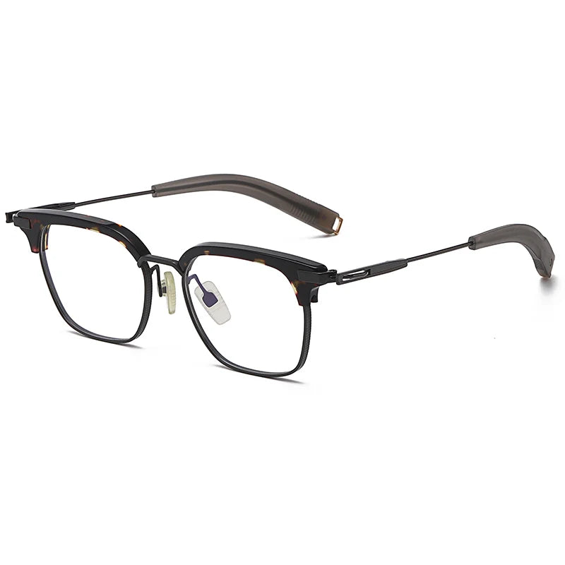 Anti-Blue Light Retro Black Square Solid Titanium Transparent Full Frame Simple Comfortable Flat Fashion Optical Glasses